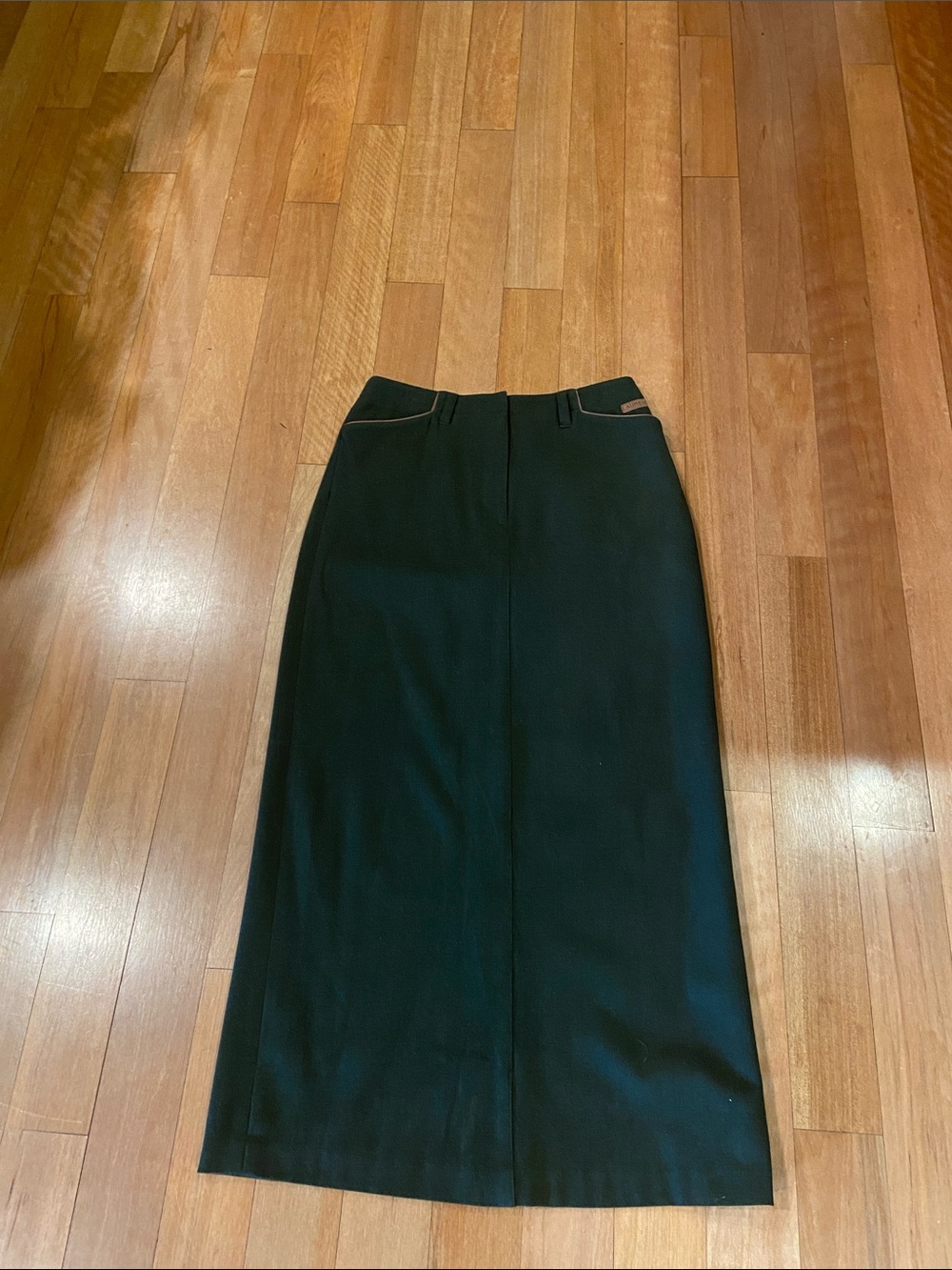 Ralph Lauren Hunter Green Maxi Skirt with Subtle Waist Trim
